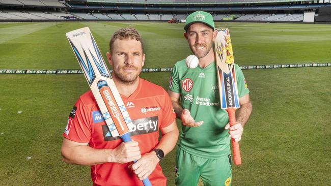 Melbourne Stars and Melbourne Renegades Glenn Maxwell and Aaron Finch at the MCG. Pictures: Rob Leeson.