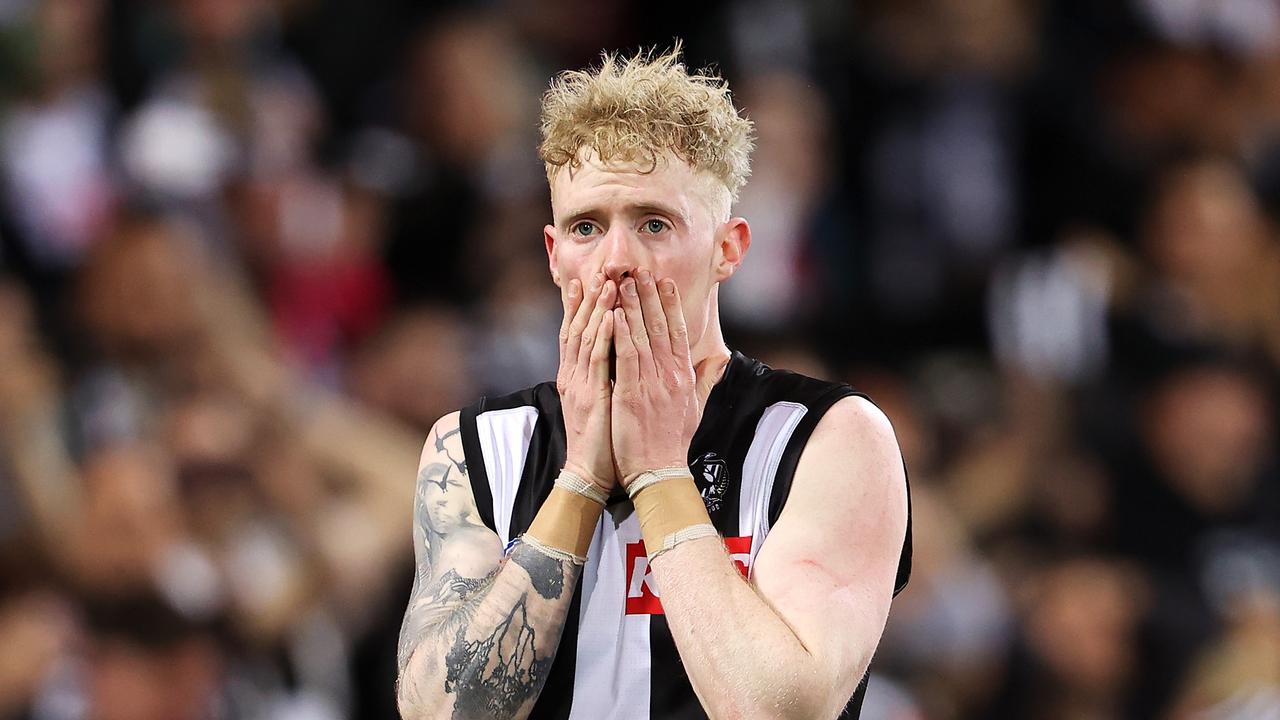 SYDNEY, AUSTRALIA - SEPTEMBER 17: John Noble of the Magpies during the AFL Second Preliminary match between the Sydney Swans and the Collingwood Magpies at Sydney Cricket Ground on September 17, 2022 in Sydney, Australia. (Photo by Mark Kolbe/AFL Photos/via Getty Images)