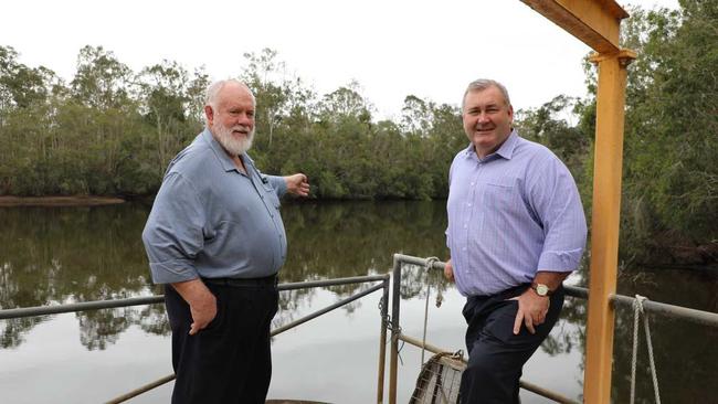 Deputy Mayor Bill Trevor and Mayor Jack Dempsey on Lake Gregory. Picture: Supplied