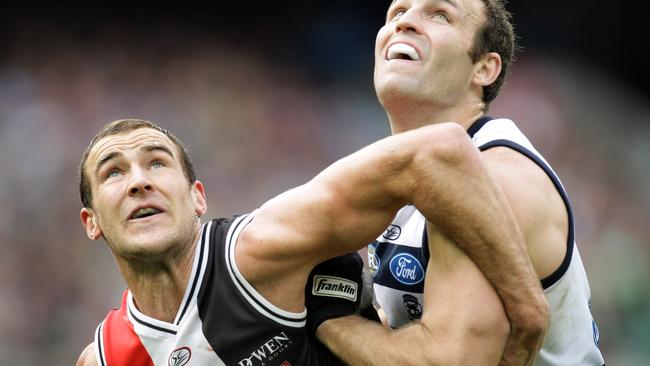 St Kilda’s Steven King battles Brad Otten. Picture: Michael Klein.