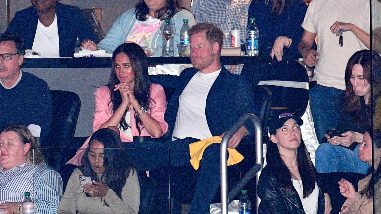 LOS ANGELES, CALIFORNIA – APRIL 24: Prince Harry, Duke of Sussex and Meghan, Duchess of Sussex attend a basketball game between the Los Angeles Lakers and the Memphis Grizzlies at Crypto.com Arena on April 24, 2023 in Los Angeles, California. (Photo by Allen Berezovsky/Getty Images)