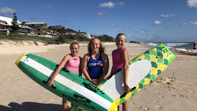 The Hughes sisters from Tugun Surf Life Saving club. From left to right, Grace, Jayda and Allie. SUPPLIED.