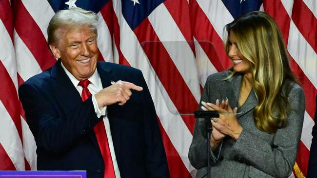 US President-Elect Donald Trump with wife Melania as he celebrates his election victory.