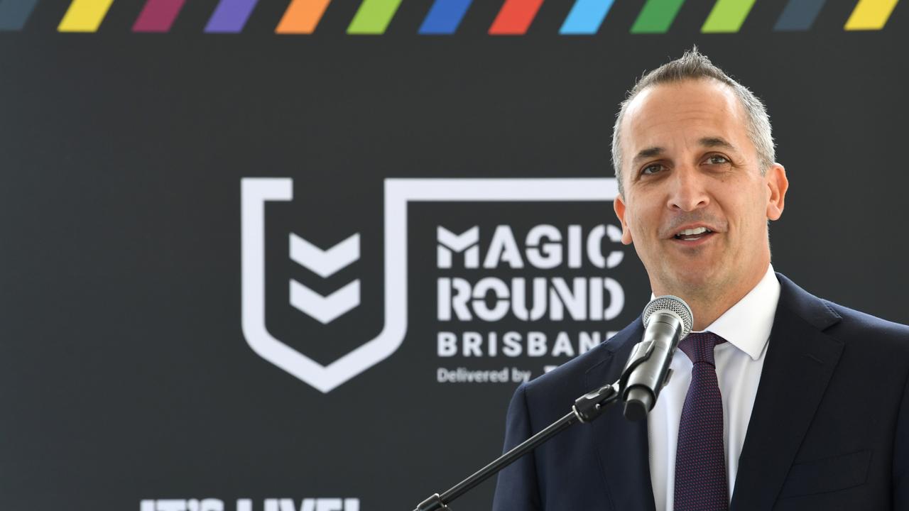 NRL CEO Andrew Abdo is comfortable with players and their families remaining in Queensland. Picture: Scott Davis/NRL Photos