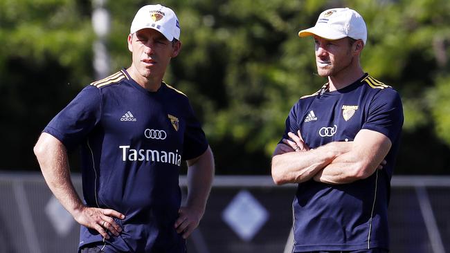 Hawks fitness boss Andrew Russell with coach Alastair Clarkson. Picture: Michael Klein