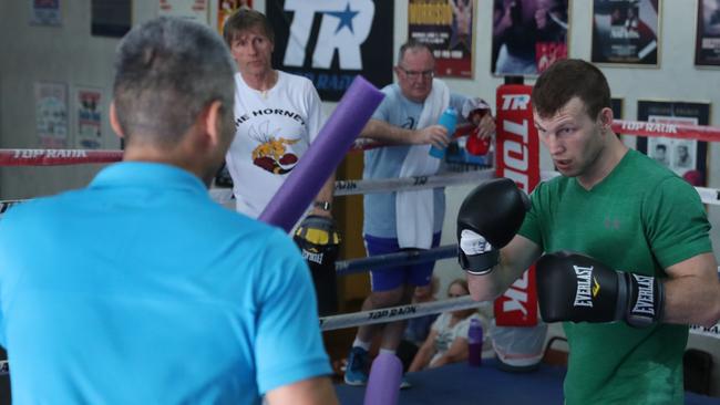Jeff Horn training at the Top Rank gym in Las Vegas ahead of next Sunday’s fight against Terence Crawford.