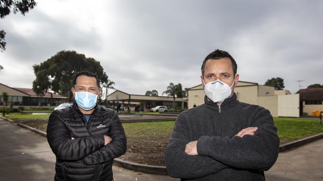 Siblings Spiros and George Dimitriou are exhausted from the nursing home ordeal. Picture: Sarah Matray