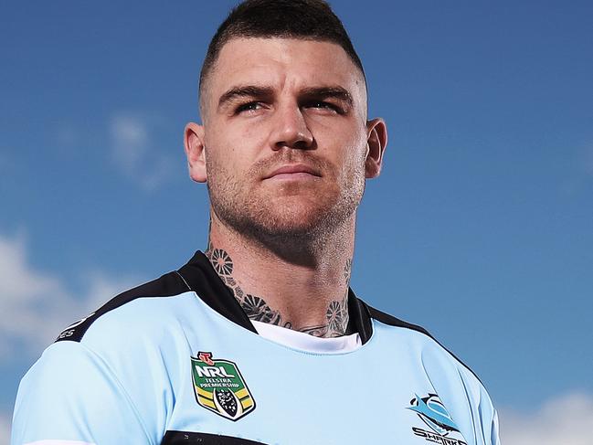 EMBARGOED FOR SUNDAY TELE - First shots of Josh Dugan in Sharks gear at Cronulla. Picture. Phil Hillyard