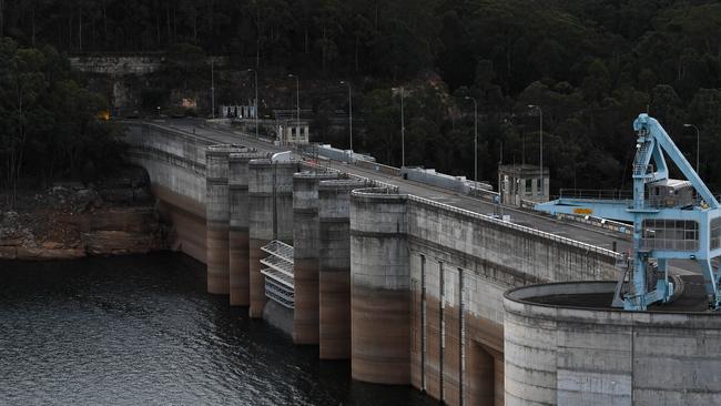 As water storage levels as Warragamba Dam, southwest of Sydney, drop the city is experiencing restrictions. Picture: AAP Image/Dean Lewins