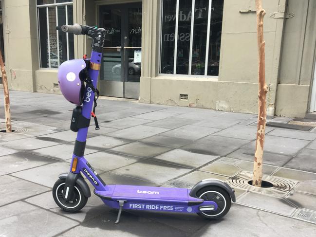 An e-scooter in Adelaide CBD. Picture: Liam Cohen