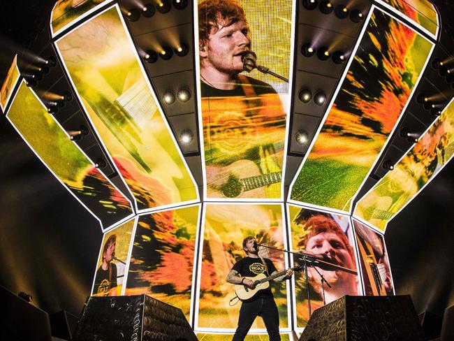 British singer-songwriter Ed Sheeran in concert at the Ziggo Dome in Amsterdam on April 3, 2017. Picture: Paul Bergen