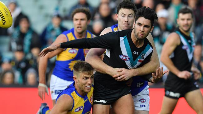 Port coach Ken Hinkley needs to release the shackles on his star players, such as Chad Wingard. Picture: AAP