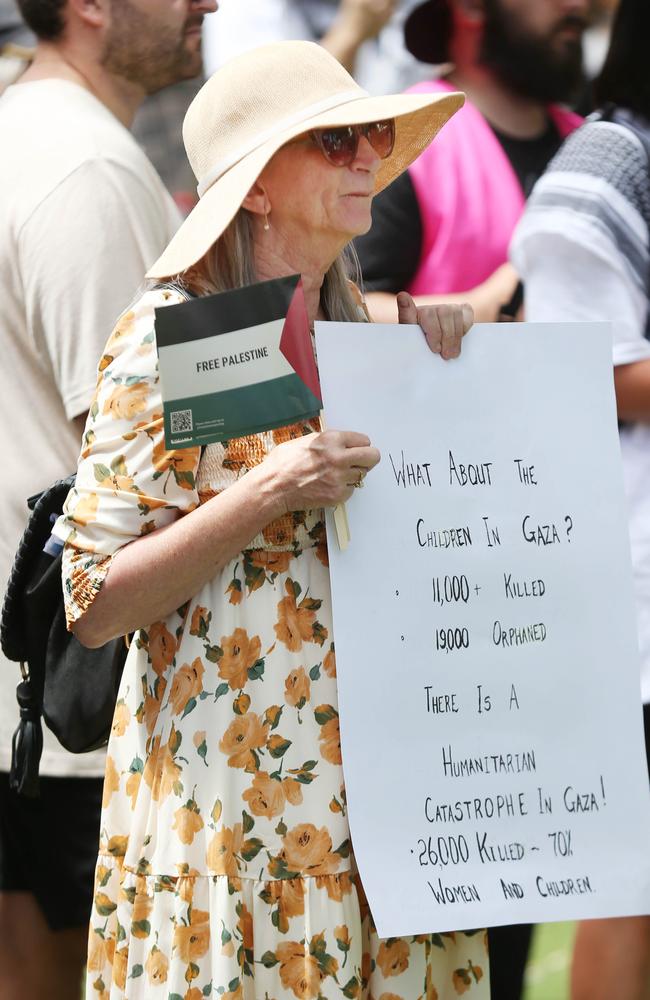 Free Palestine Protest in Little Malop St Geelong then stopping in Malop St then onto Transvaal Square Picture: Mark Wilson