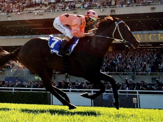 04/09/2011 SPORT: Racehorse Black Caviar ridden by jockey Luke Nolen winning race 5, TJ Smith Stakes at Royal Randwick Racecourse in Sydney.