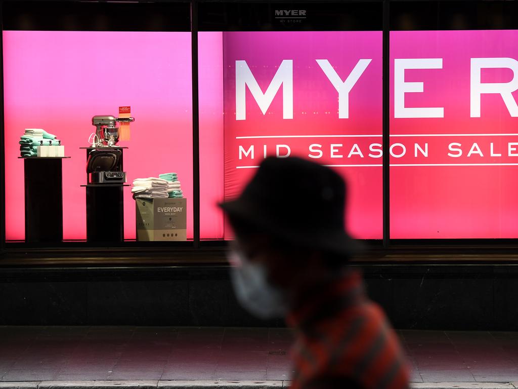 Myer’s stores may be closed but it hasn’t stopped shoppers online. Picture: AAP Image/Joel Carrett.