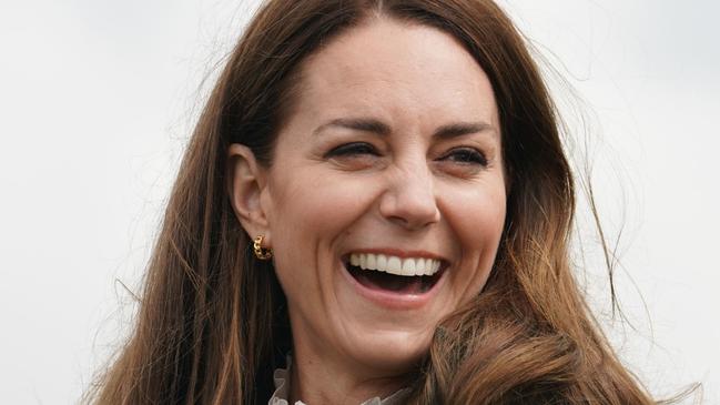 FILE PICS -  DARLINGTON, ENGLAND - APRIL 27:  Catherine, Duchess of Cambridge, laughs during their visit to Manor Farm in Little Stainton, Durham on April 27, 2021 in Darlington, England. (Photo by Owen Humphreys - WPA Pool/Getty Images)