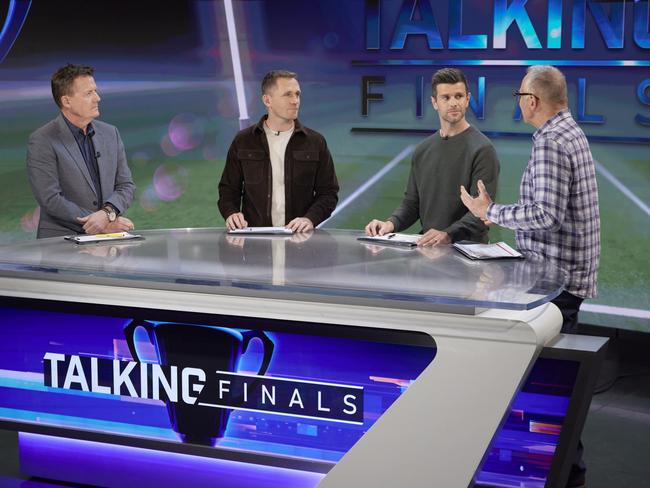 James Brayshaw with Joel Selwood, Trent Cotchin and Tim Watson on Talking Finals.