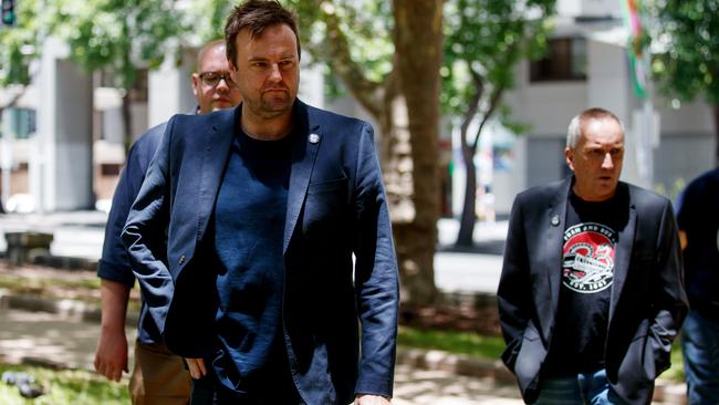 Toby Warnes, front, and Craig Turner, back right, ahead of a Friday press conference in Sydney. Picture: Nikki Short