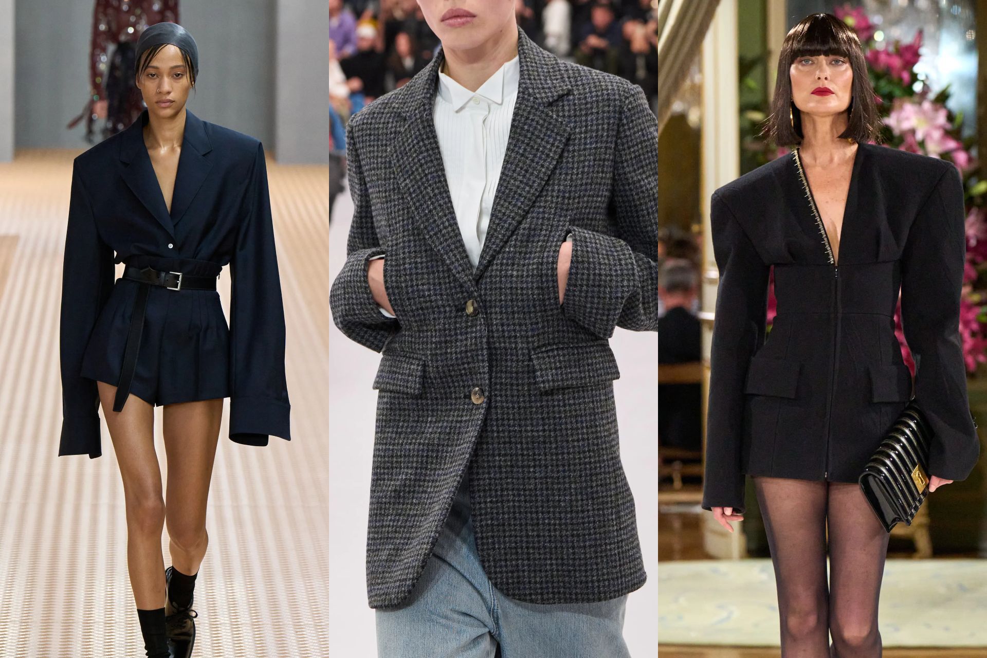 <p><strong>2023 trend: </strong>Sharp, structured tailoring</p><p><strong>2024 equivalent: </strong>Loose suiting</p><p>Blazers and tailored trousers are musts in any wardrobe, but <a href="https://www.vogue.com.au/fashion/news/australian-fashion-definition-2023/news-story/98dc73567aa19cc768f0eb4af7ef4fd5" target="_blank" rel="noopener">life in Australia</a> has often encouraged more languid, loose suiting to match our laid-back lifestyle and tempered climate.</p><p>But the spring/summer 2024 runways have prioritised a certain kind of structured suiting, nipped at the waist and occasionally bold at the shoulders. Take Schiaparelli, where the opening blazer-dress was given an hourglass shape by wide &rsquo;80s shoulder pads and a cinched cut at the hips, or Loewe, where clean-lined blazers fit slim, unlike the oversized silhouettes of seasons&rsquo; past.</p><p>If you&rsquo;re tossing up between loose and baggy, or sharp and immaculately tailored formalwear, consider the second option to stay on-trend in 2024.&nbsp;</p><p><em>Above, from left: Prada, Loewe, Schiaparelli</em></p>