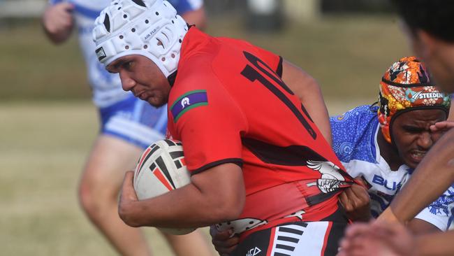 Cowboys Cup Schoolboys Football at Kern Brothers Drive. Ignatius Park College against Kirwan SHS (black). Picture: Evan Morgan