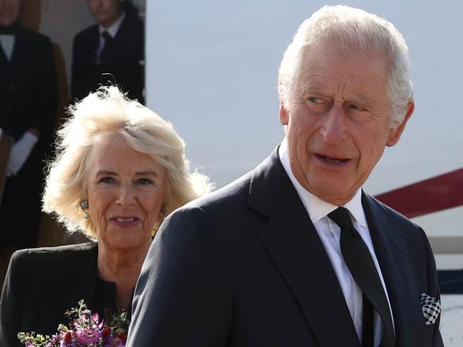 King Charles III and Camilla, Queen Consort arrive at Belfast City Airport. Picture: Getty