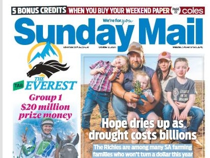 Front page of the Sunday Mail, October 13.