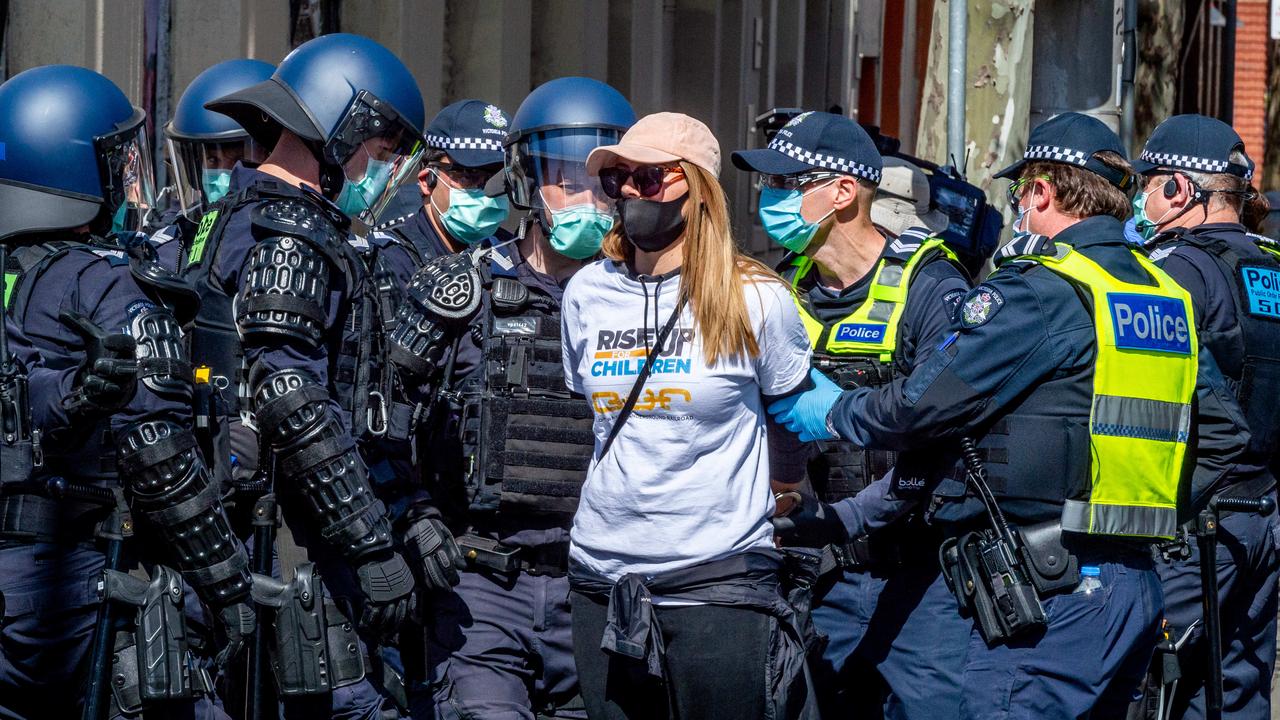 Freedom Day protesters arrested. Picture: Jake Nowakowski