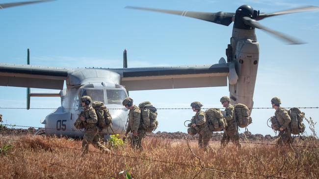 American and Australian troops take part in a joint military exercise near Townsville in Far North Queensland. Picture: Evan Morgan