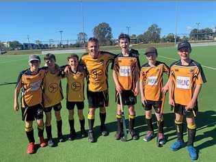 Easts under-13 hockey players Harrison Memory, Sam Savage, Lachlan Savage, Lachlan Gough, Reece Tange and Aidan Hansen are among the exciting prospects coming through. They are with coach and club president Paul Malcolm.