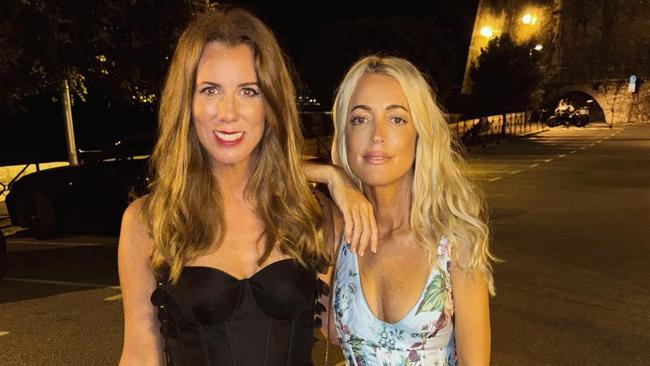 Jackie O Henderson travels from Greece to the French Riviera for Alexander Porter's society wedding to Chris Ledlin. She is pictured with Gemma O'Neill (left). Picture: Instagram