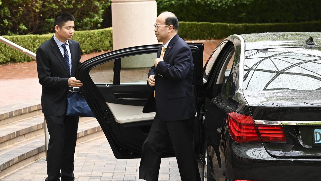 Chinese Ambassador to Australia Xiao Qian arrived at the Department of Foreign Affairs and Trade on Monday afternoon. Picture: NCA NewsWire / Martin Ollman