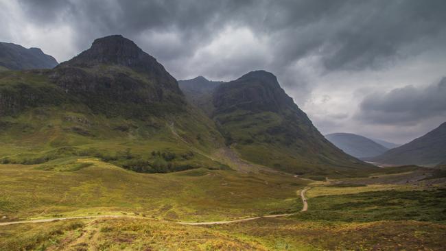 The valley of Glencoe in Scotland, where Aussies are buying land to become Lords and Ladies