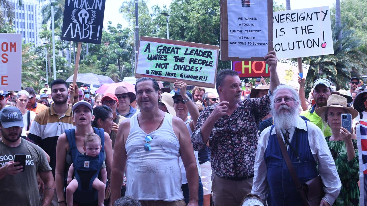 Faces from Darwin's Freedom Rally at Parliament House. Picture: Amanda Parkinson