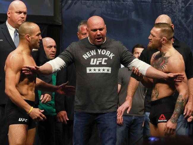 UFC 205 Conor McGregor vs Eddie Alvarez weigh-ins face-off video ...