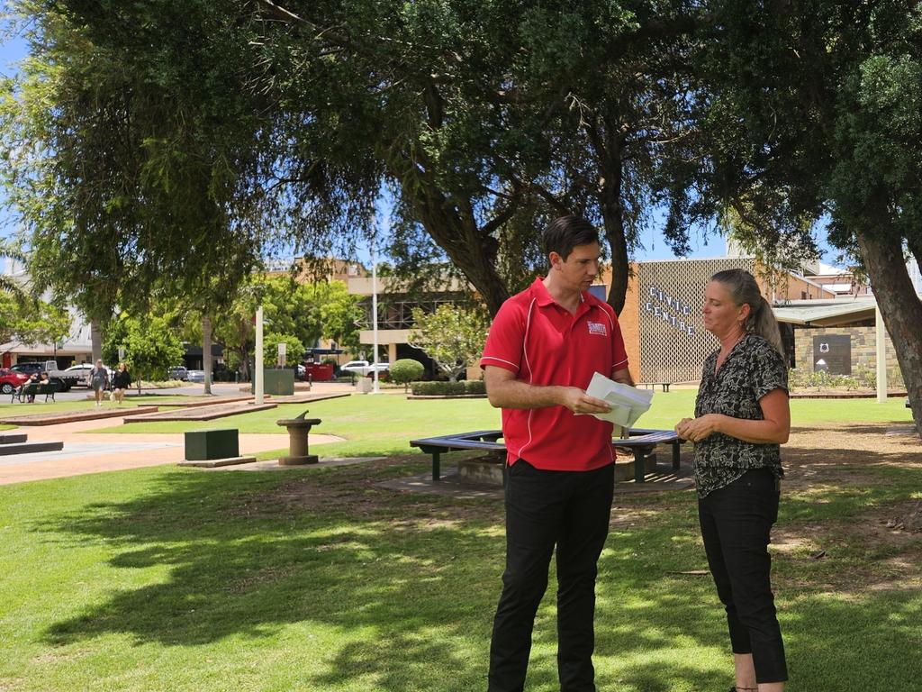 Tom Smith and Cristel Simmonds discuss an upcoming protest against the Fox Resources coal mine.