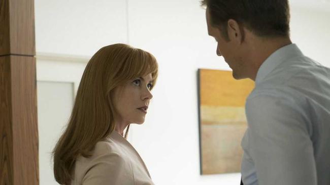 Nicole Kidman and Alexander Skarsgard in a scene from season one of Big Little Lies. Picture: Foxtel