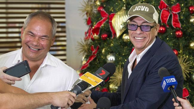 Movie star Jean-Claude van Damme meeting with Gold Coast City Mayor Tom Tate. Photo: Jerad Williams