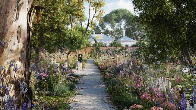 An artist's impression of Heide Art Museum's 'Healing Garden' which will have six sensory zones.