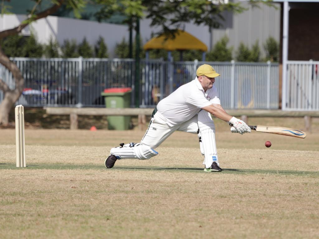 Action from the Cricket Gold Coast third grade game - a tribute to Vikas Malhotra - between Queens and Palm Beach at Dux Oval. Picture: Jodie Henderson