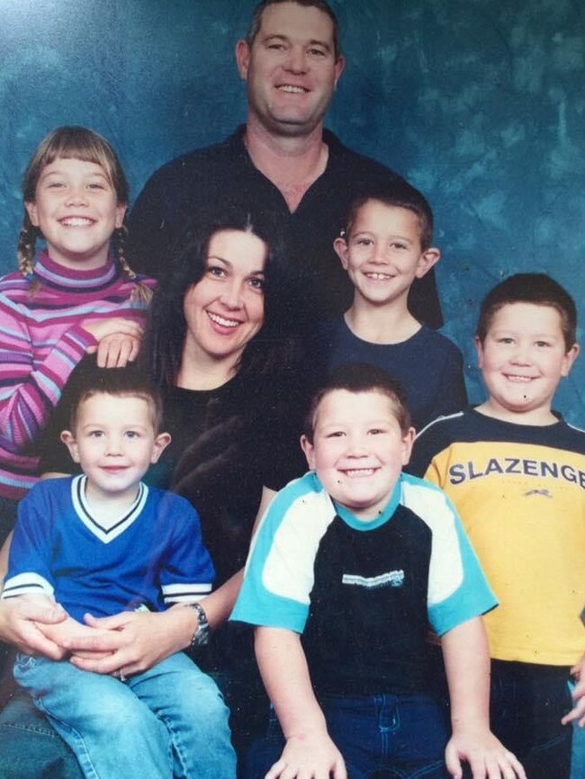 (L to R, back row to front) Sian Cockerton, Lisa Cockerton (Mother), Dale Cockerton (Father), Jake Cockerton, Josh Cockerton, Mitchell Cockerton and Connor Cockerton in 2002.