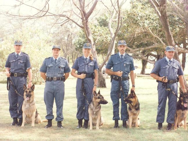 Gary McCahon (second from left) in dog squad in 1993.