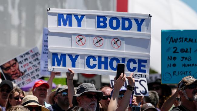 Protesters at the rally. Picture: Morgan Sette