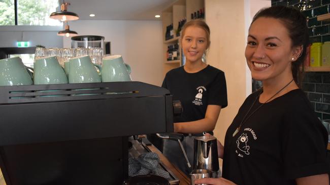 Milk and Wine Co baristas Carmen Rowe and Merlyn Walker. Picture: Kiel Egging.