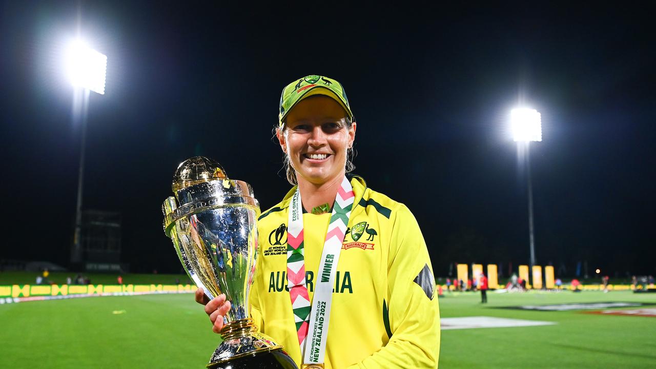 Meg Lanning has called time on her international career after winning seven World Cups, five as Australian captain. Picture: Hannah Peters / Getty Images