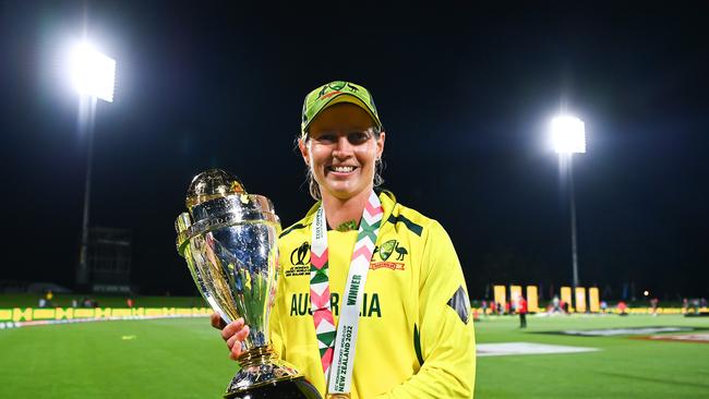 Meg Lanning has called time on her international career after winning seven World Cups, five as Australian captain. Picture: Hannah Peters / Getty Images