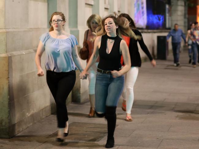 Members of the public leave the area at London Bridge. Picture: Getty