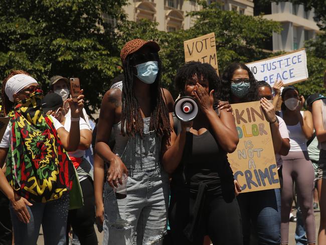 Demonstrators protest near the White House in Washington, over the death of George Floyd, a black man who was in police custody in Minneapolis. Picture: AP