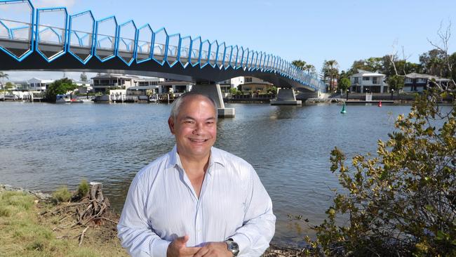 Mayor Tom Tate getting ready for the opening of the Green Bridge at Evandale. Picture: Glenn Hampson.