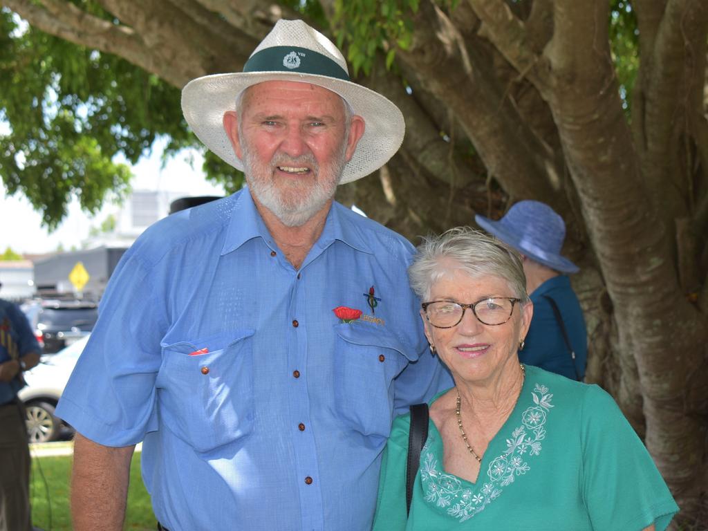 Vietnam War veteran Leslie Palmer with his wife Sue Palmer at the 2021 Remembrance Day Ceremony in Jubilee Park. Picture: Lillian Watkins