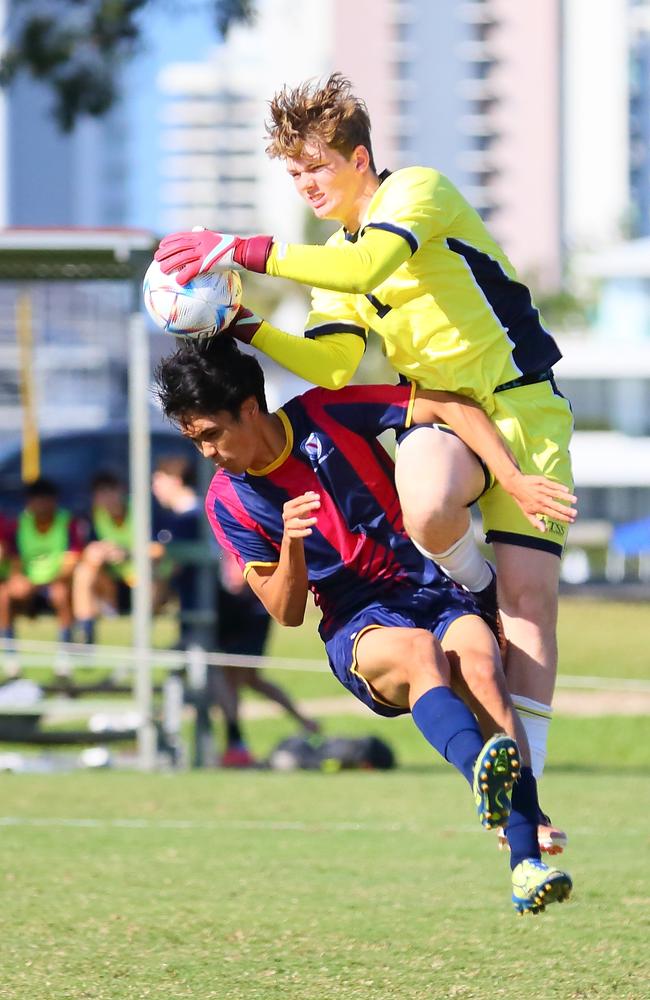 GPS First XI football between Brisbane State High and the Southport School. Saturday May 6, 2023. Picture: George Galanos.